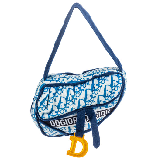 Dogior Saddle Bag - Navy  | Squeaky Plush Dog Toy with Crinkle & Mesh Lining