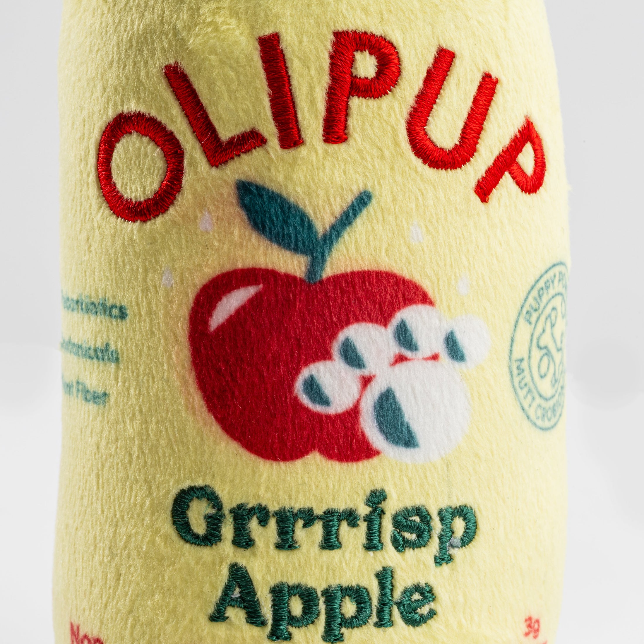 Olipup Soda Grrrisp Apple Holiday Plush Dog Toy | Squeaky Plush Dog Toy with Crinkle & Mesh Lining