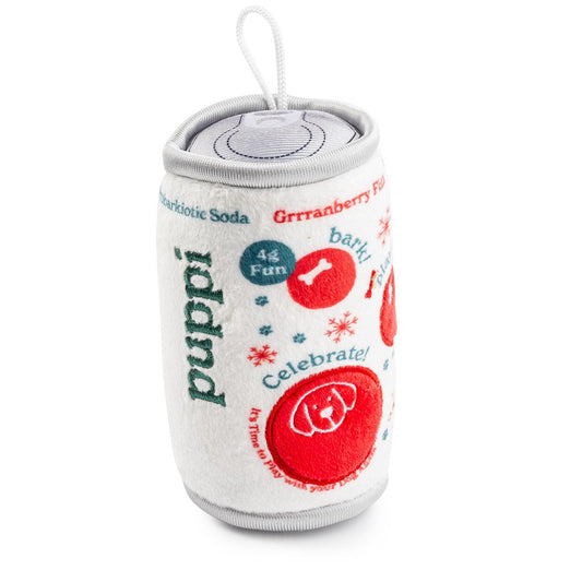 Puppi Grrranberry Fizz Holiday Plush Dog Toy | Squeaky Plush Dog Toy with Crinkle & Mesh Lining