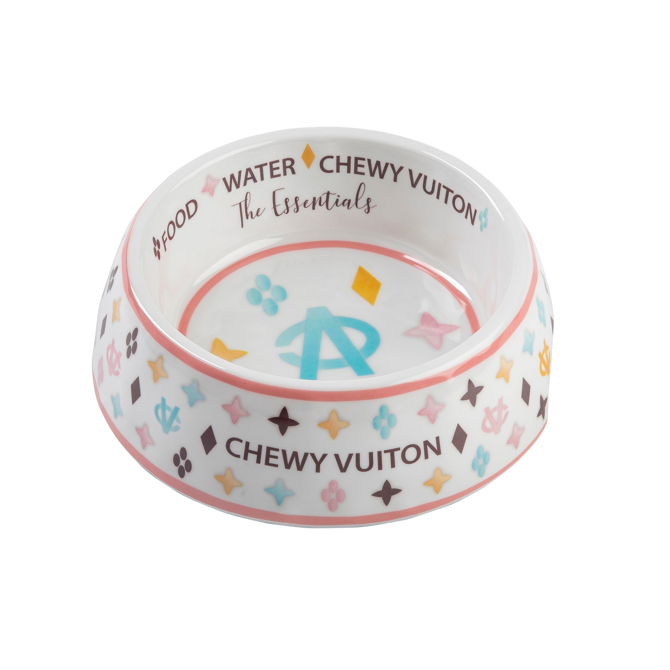 White Chewy Vuiton Bowl - Small (CASE OF 2)