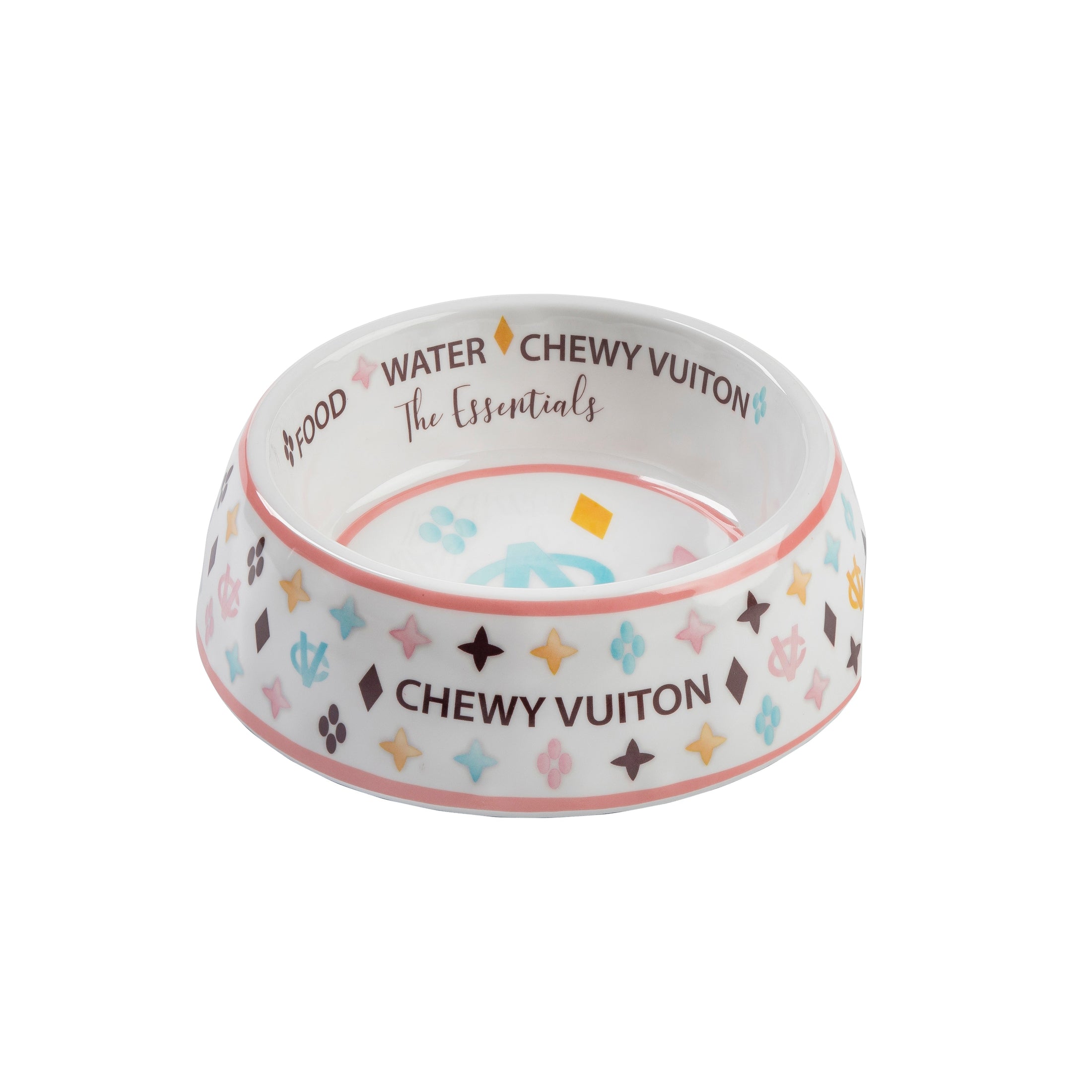 White Chewy Vuiton Bowl - Small (CASE OF 2)