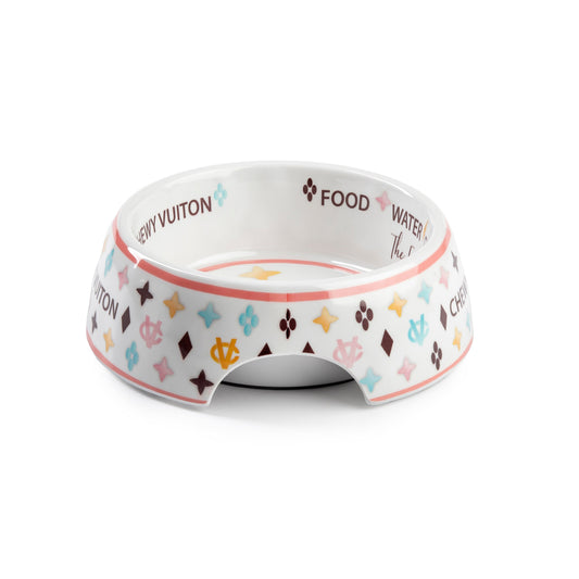 White Chewy Vuiton Bowl - Small (CASE OF 2)