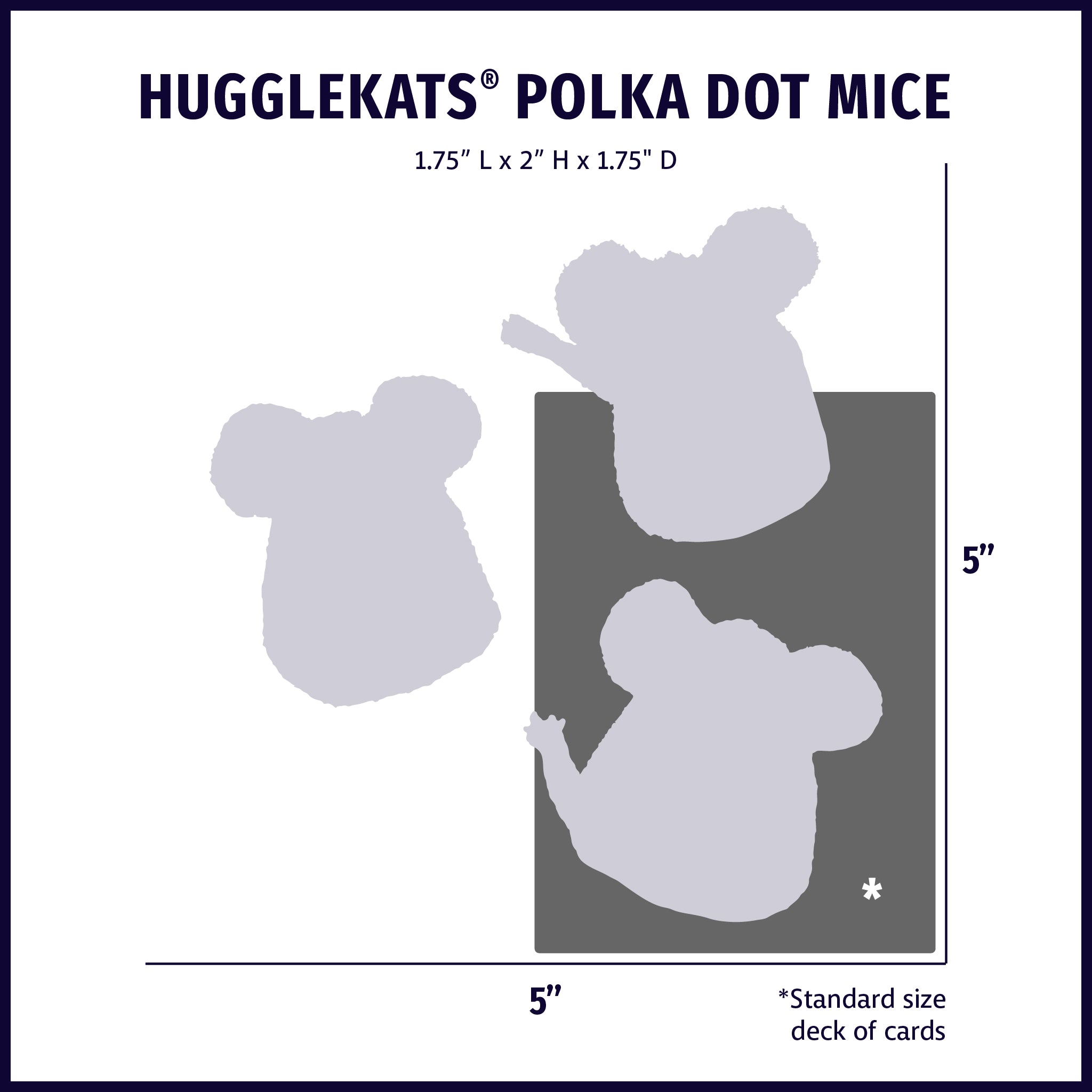 HuggleKats® Polka Dot Mice Bucket of Cat Toys, 16 Pack size chart