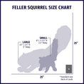 Load image into Gallery viewer, Feller Squirrel Plush Dog Toy size chart

