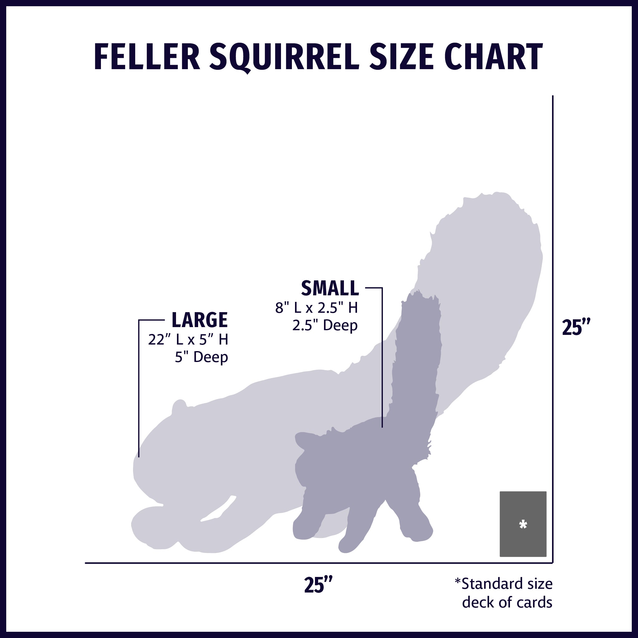 Feller Squirrel Plush Dog Toy size chart