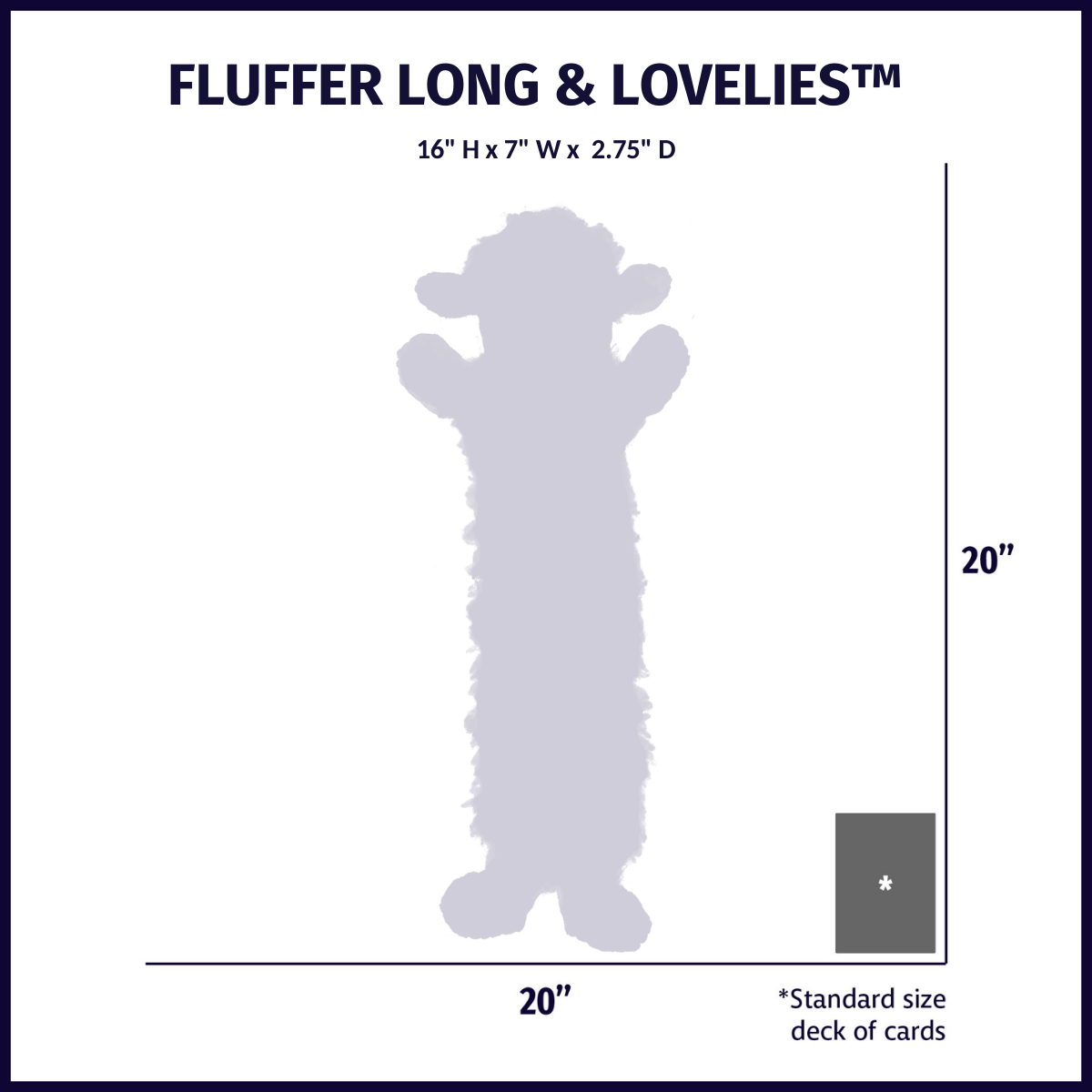 Penelope Pig Fluffer Long & Lovelie™ Durable Plush Dog Toy size chart
