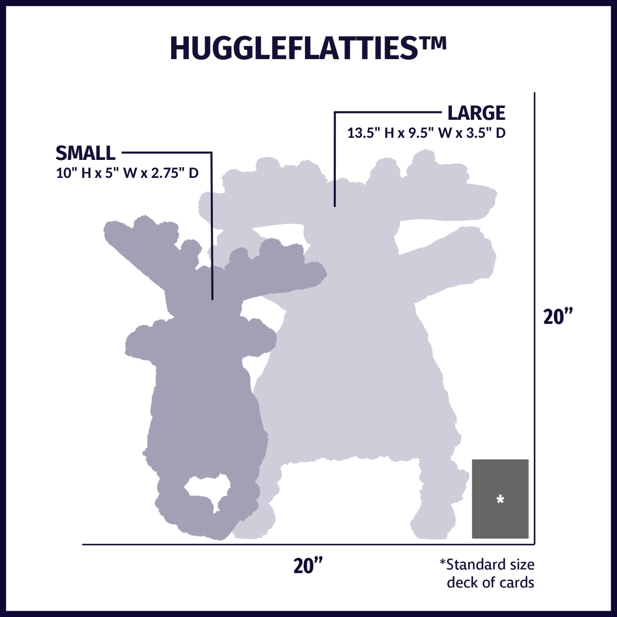 Morris Moose HuggleFlatties™ Durable Plush Dog Toy size chart