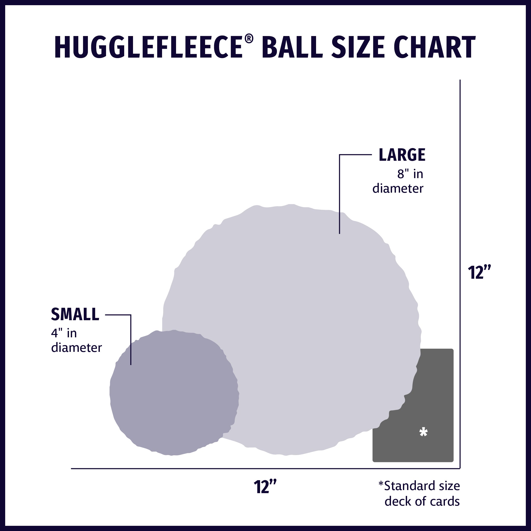 HuggleCause™, Warrior Canine Connection, Camouflage HuggleFleece® Plush Ball Dog Toy size chart