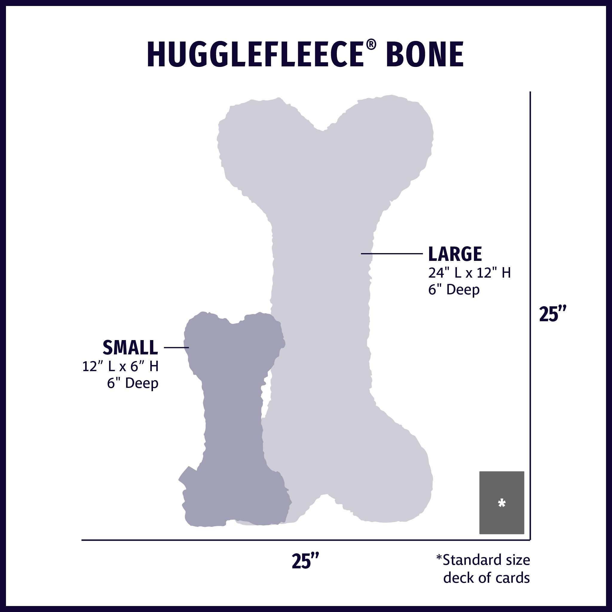 HuggleHug™ Lavender Bone & 2oz Calming Spray Dog Toy Set size chart