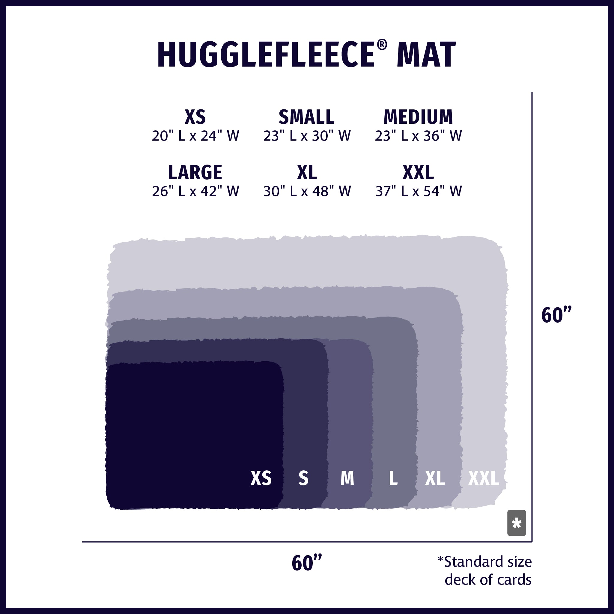 HuggleFleece® Mat Cat & Dog Bed size chart