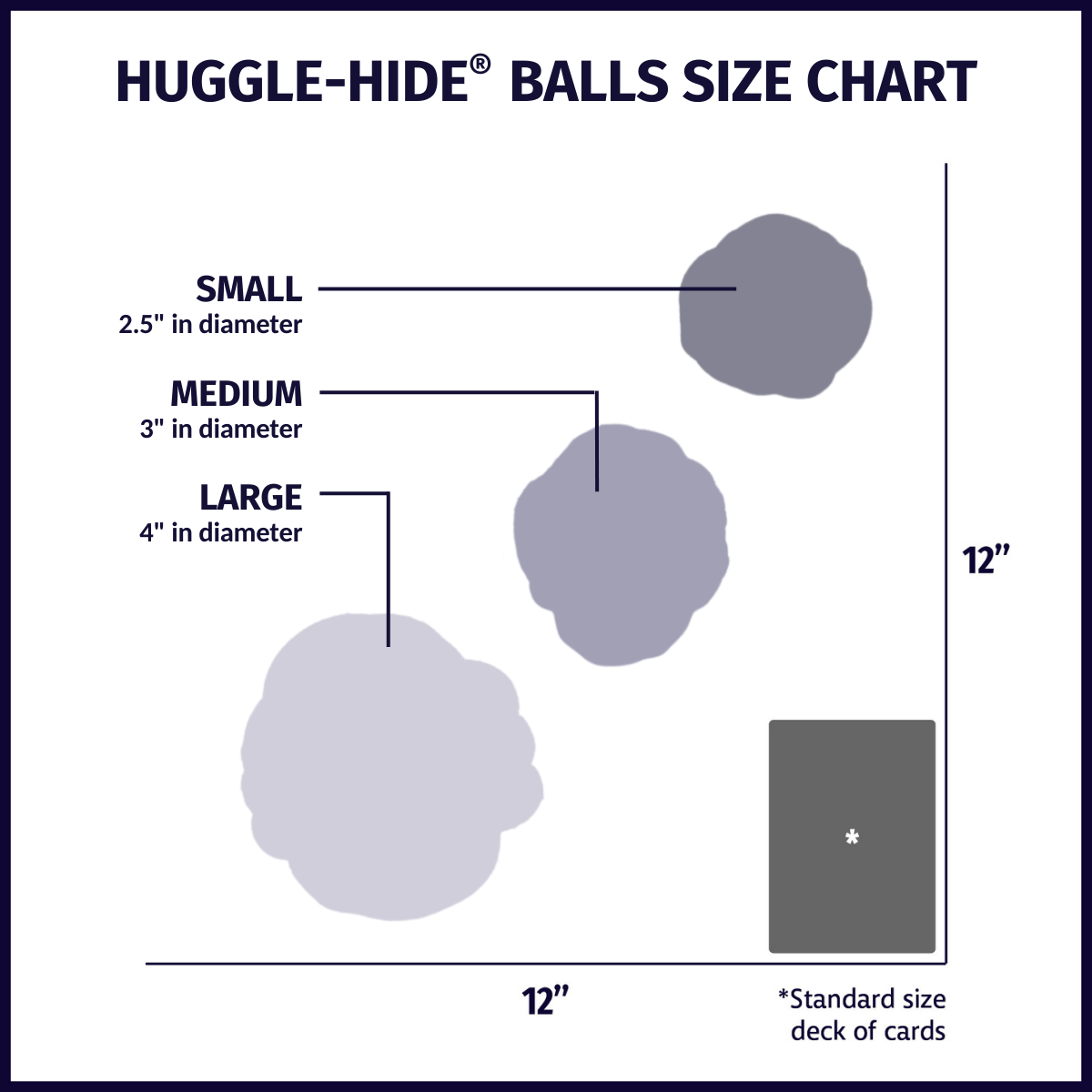 Huggle-Hide® Natural Leather Ball Dog Toy, 2 Pack size chart