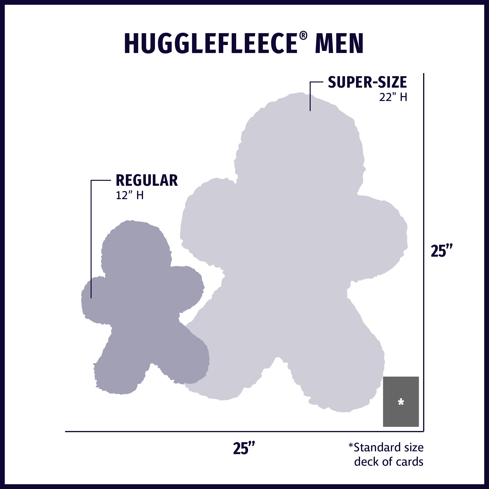 HuggleFleece® Man Plush Dog Toy, Regular size chart