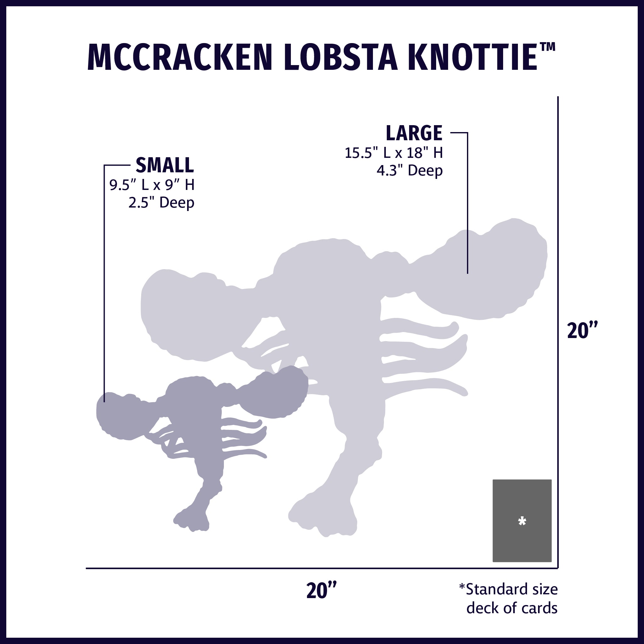 McCracken Lobsta™ Knottie® Plush Dog Toy size chart