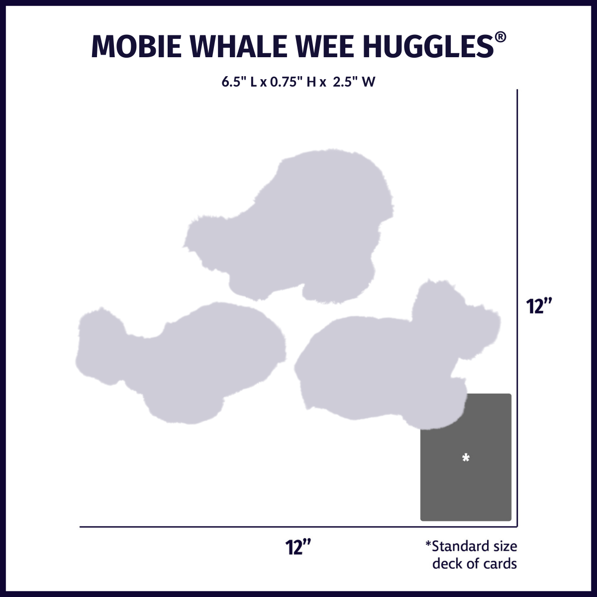 Mobie Whale Wee Huggles® Plush Dog Toys, 3 Pack size chart
