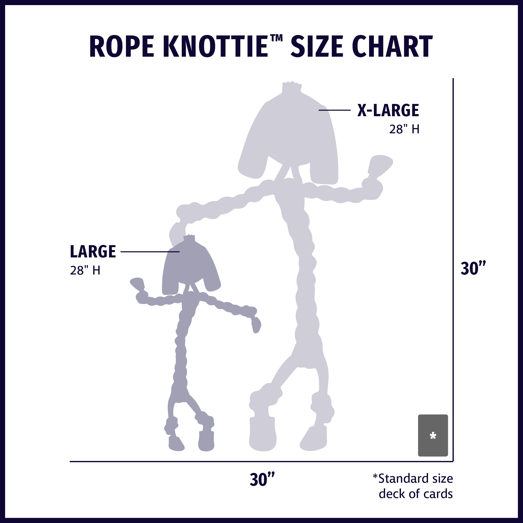 Stuey Sock Monkey Natural Rope Knottie® Dog Toy, Large (9mm rope diameter) size chart