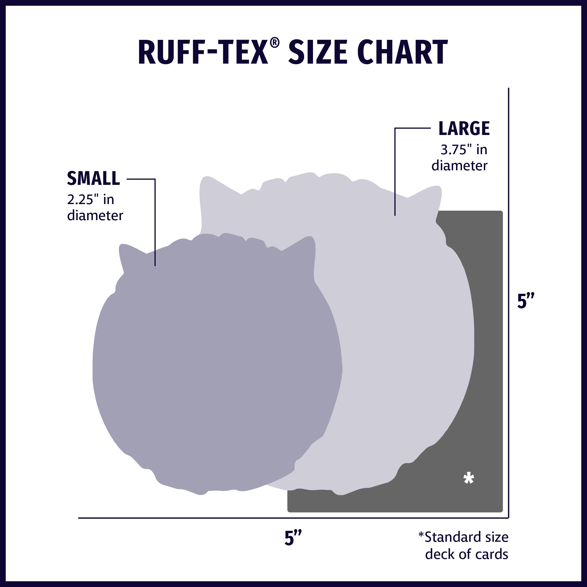 Matty Mail Carrier Ruff-Tex® Latex Ball Dog Toy, Large size chart