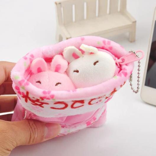 Bunny Plushies Pudding Bag Key Chain 