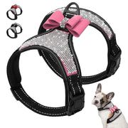 Reflective Bling Rhinestone Bow Dog Harness