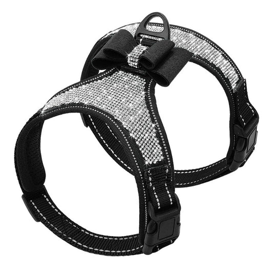 Reflective Bling Rhinestone Bow Dog Harness - Southlake Paws