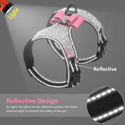 Reflective Bling Rhinestone Bow Dog Harness