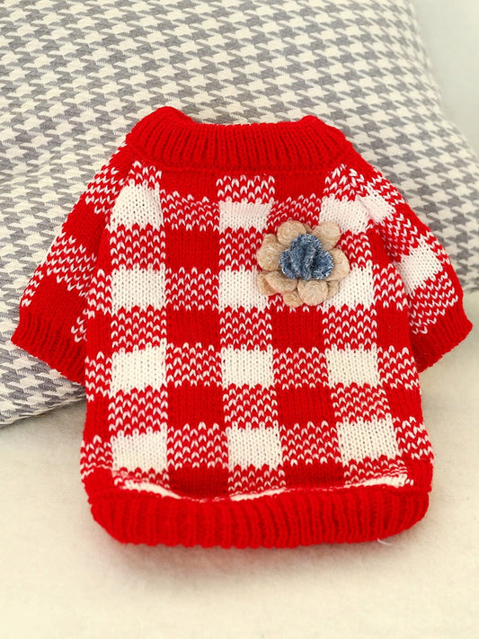 Floral Plaid Dog Sweater - Southlake Paws