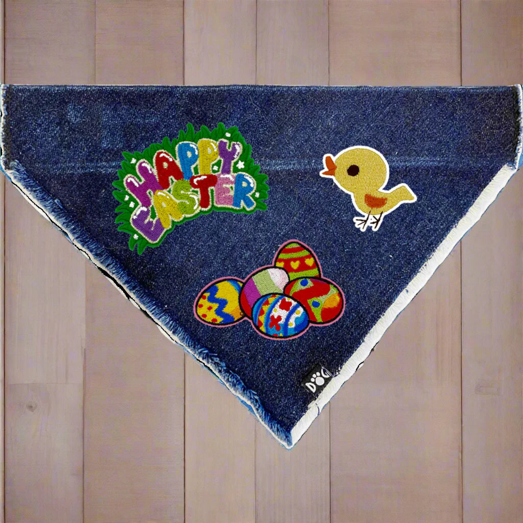 Happy Easter Denim Bandana for dogs