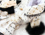Handmade Luxury Pet Tweed Coat Dog Dress Outfit For Winter Fashion 