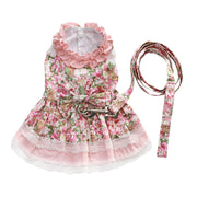 Vintage Rose Harness Dog Dress & Leash Set