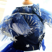 Designer Handmade Navy Blue Trailing Dog Party Dress