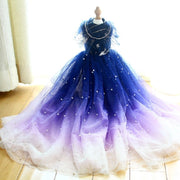 Designer Handmade Navy Blue Trailing Dog Party Dress