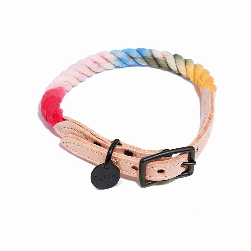 The Henri Ombre Cotton Rope Cat & Dog Collar – Matte Black Hardware