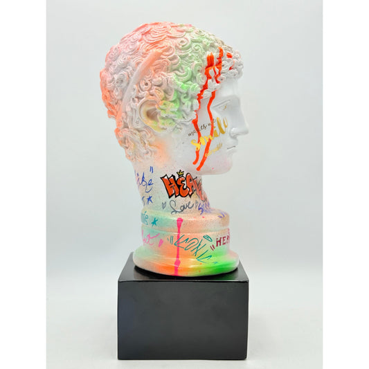 Hermes Bust - Neon Graffiti Edition - graffiti neon hermes bust, luxury bust, product image 2