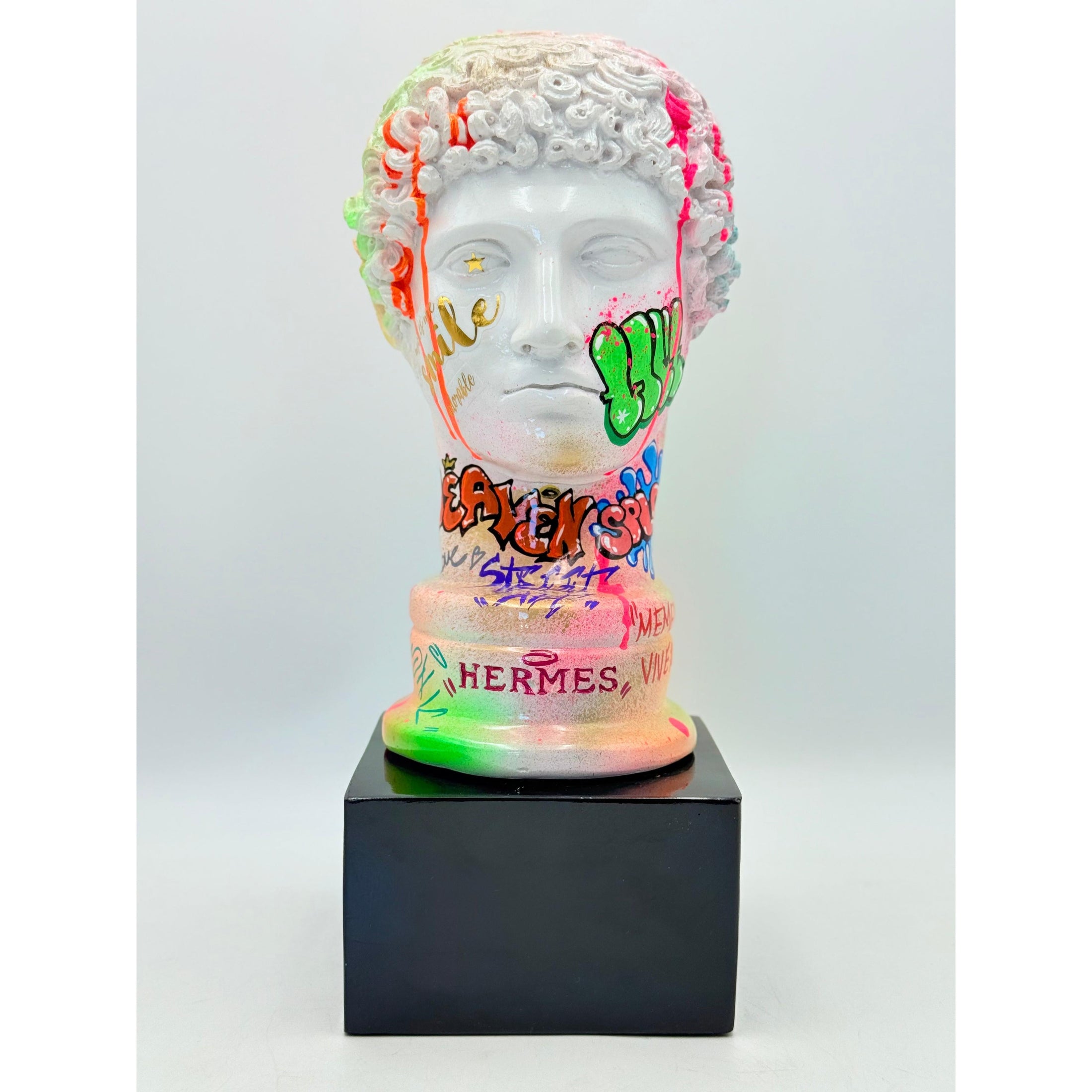 Hermes Bust - Neon Graffiti Edition - graffiti neon hermes bust, luxury bust, product image 4