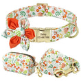 Load image into Gallery viewer, Orange Flower Dog Collar & Leash Set with Matching Poop Bag Case | Personalized Free - Southlake Paws
