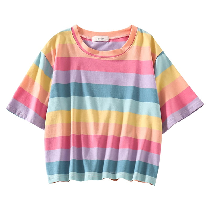Pastel Rainbow Striped T-Shirt 