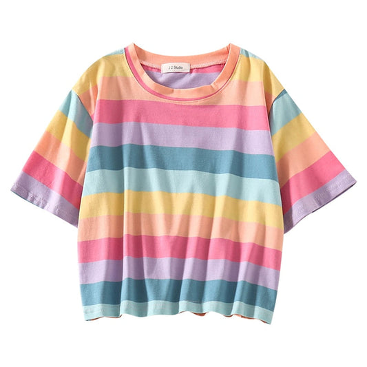 Pastel Rainbow Striped T-Shirt 