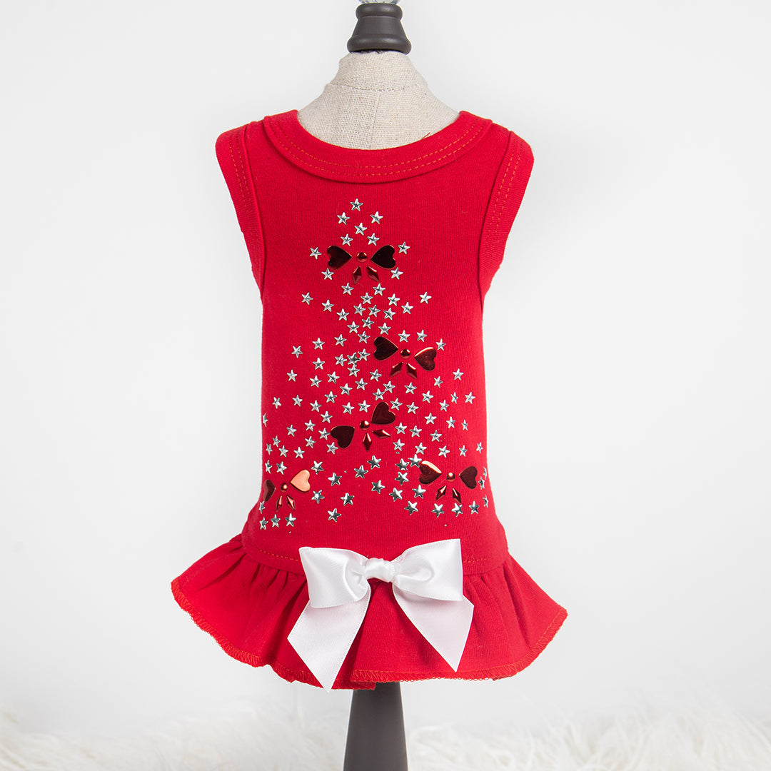 Holiday Sparkle Dog Satin Cotton Dress - Designer Dog Clothes from Southlake Paws