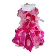 Designer Handmade Hot Pink Daisy Dog Party Dress