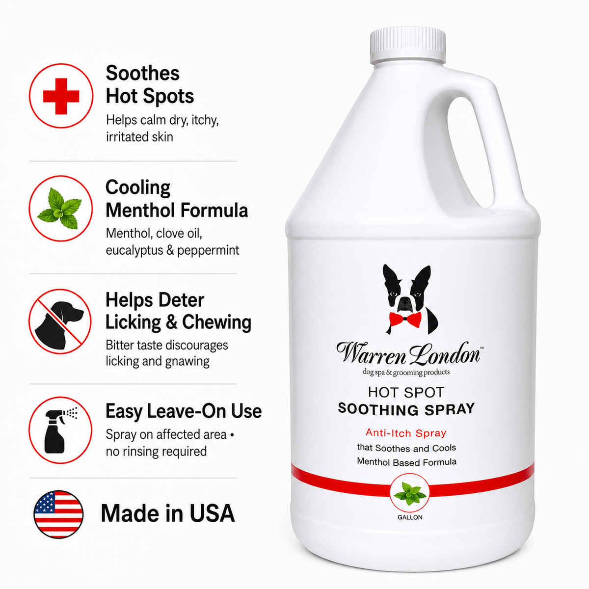 Southlake Paws Hot Spot Soothing Spray in a professional gallon size container. Features a cooling menthol formula for soothi
