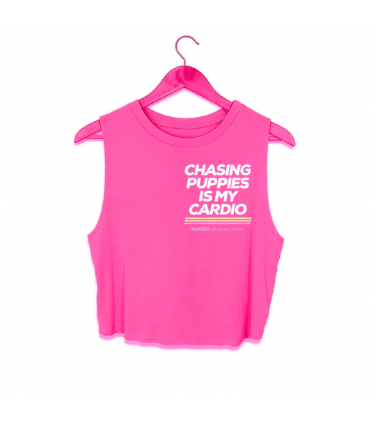 Chasing Puppies is My Cardio Crop Tank | Gift for Dog Moms