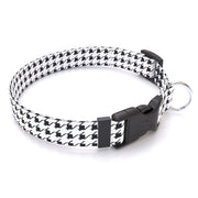 Personalized Houndstooth White and Black Dog Collar