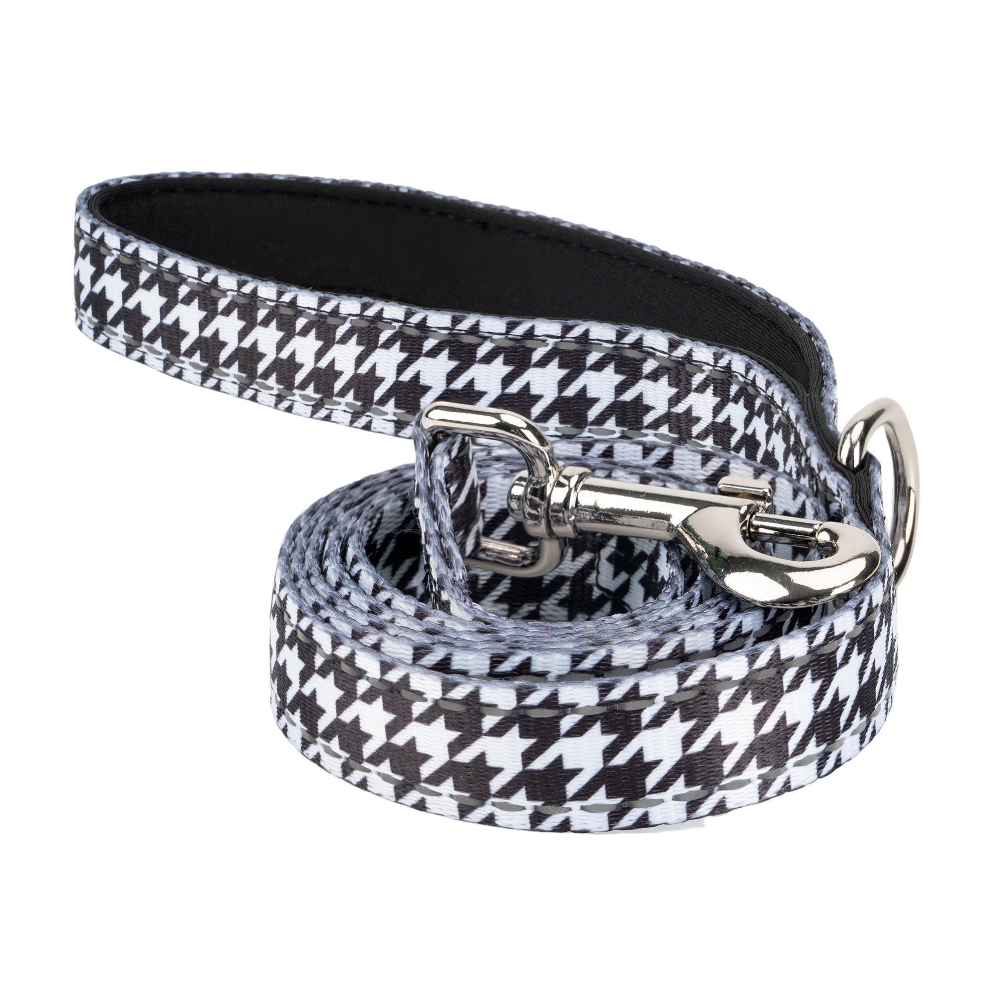 EcoBark Houndstooth Dog Leash by Southlake Paws, featuring a padded comfort grip and stylish houndstooth pattern. Available i