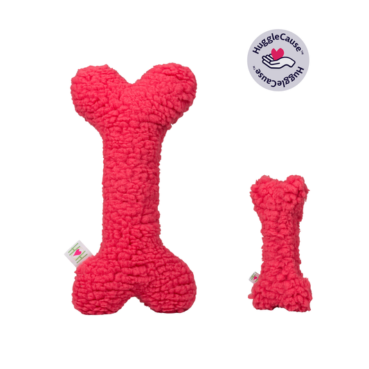 Plush Dog Toy Premium HuggleCause™, Living Beyond Breast Cancer, HuggleFleece® Pink Bones