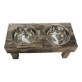 Load image into Gallery viewer, Huntley Pet Berjen Table Elevated Double Bowl Pet Feeder, Brown Wash
