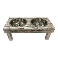 Load image into Gallery viewer, Huntley Pet Berjen Table Elevated Double Bowl Pet Feeder, White Wash
