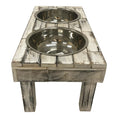 Load image into Gallery viewer, Huntley Pet Berjen Table Elevated Double Bowl Pet Feeder, White Wash
