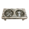 Load image into Gallery viewer, Huntley Pet Berjen Table Elevated Double Bowl Pet Feeder, White Wash
