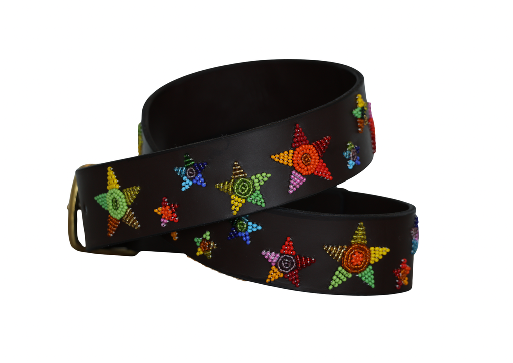 TKC Rainbow Stars Belt - Wide Width - Brass Buckle
