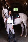 Load image into Gallery viewer, Jump Saddle Pad | Green- Brown & Red
