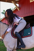 Load image into Gallery viewer, Jump Saddle Pad | Green- Brown & Red
